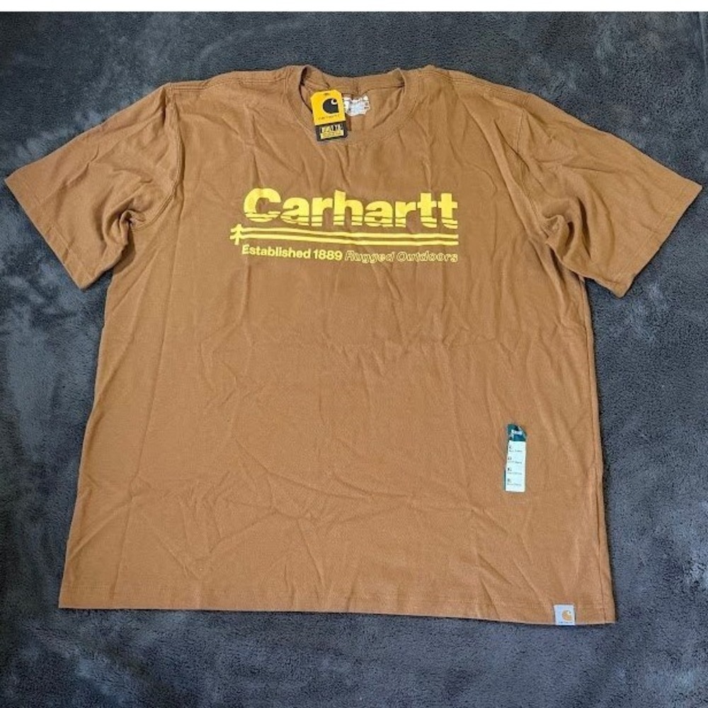 Carhartt Mens Relaxed Fit Graphic T-Shirt Brown XL TK5754-M NWT